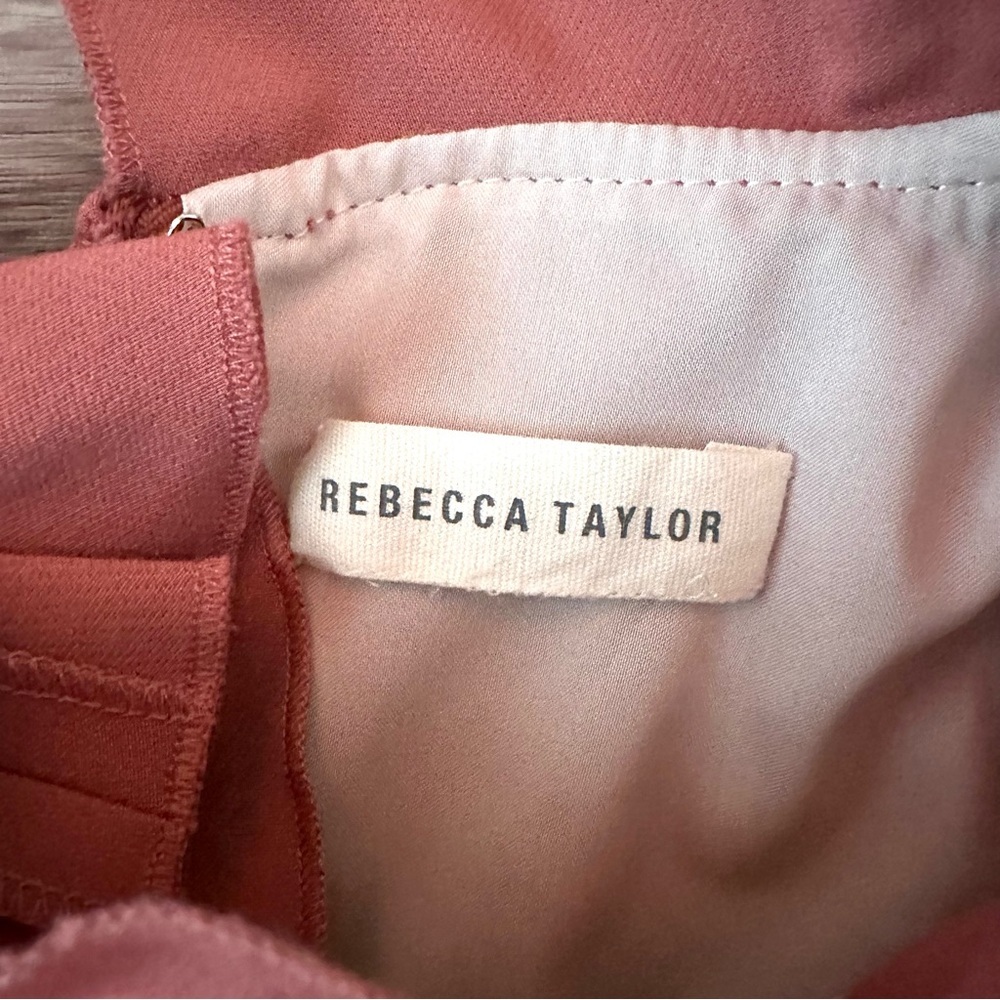 Rebecca Taylor Ruffle Mock Neck Dress Size Small Burnt Orange Sleeveless - Picture 6 of 8